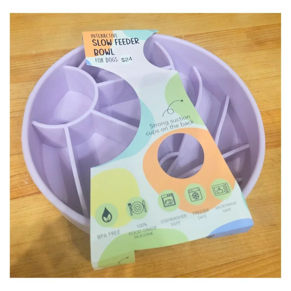 Happy Dingo Interactive Slow Feeder Bowl Purple, NWT